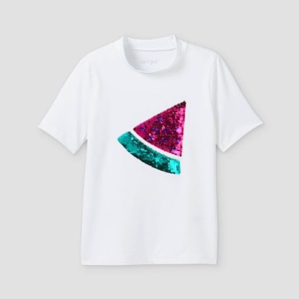 Watermelon Sequin Flip Rashguard Swim Shirt